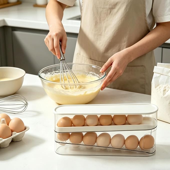 WACOI Auto Rolling Fridge Egg Organizer, Space Saving Eggs Dispenser - Image 4