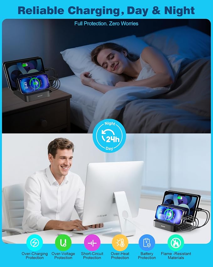 MSTJRY Charging Station for Multiple Devices : 5 Port Multi USB-A Charger - Image 4