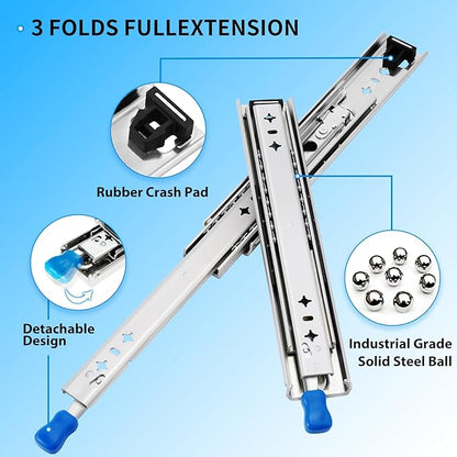 YENUO Locking Heavy Duty Drawer Slides Full Extension 12–40 Inch 185 LB | Side - Image 7