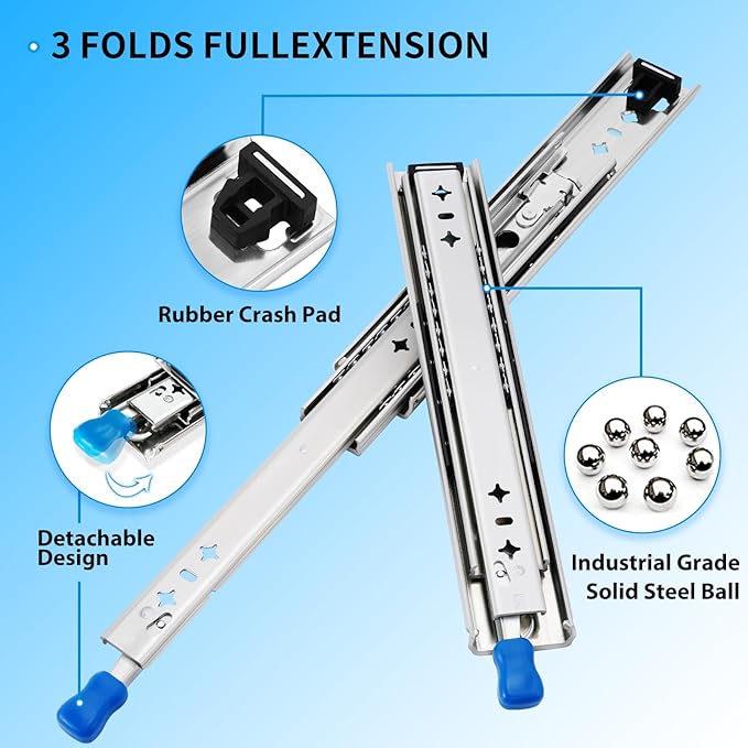 YENUO Locking Heavy Duty Drawer Slides Full Extension 12–40 Inch 220 LB | Side - Image 7