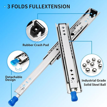 YENUO Locking Heavy Duty Drawer Slides Full Extension 12–40 Inch 180 LB | Side - Image 7