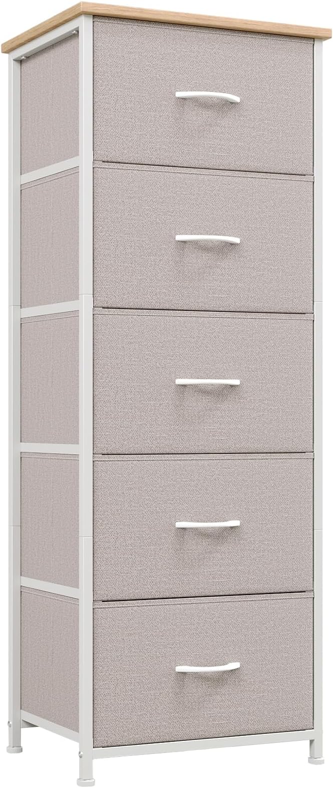 Somdot Tall Dresser for Bedroom, 5 Drawer Storage Cabinet, Ash Grey | Fabric by Somdot