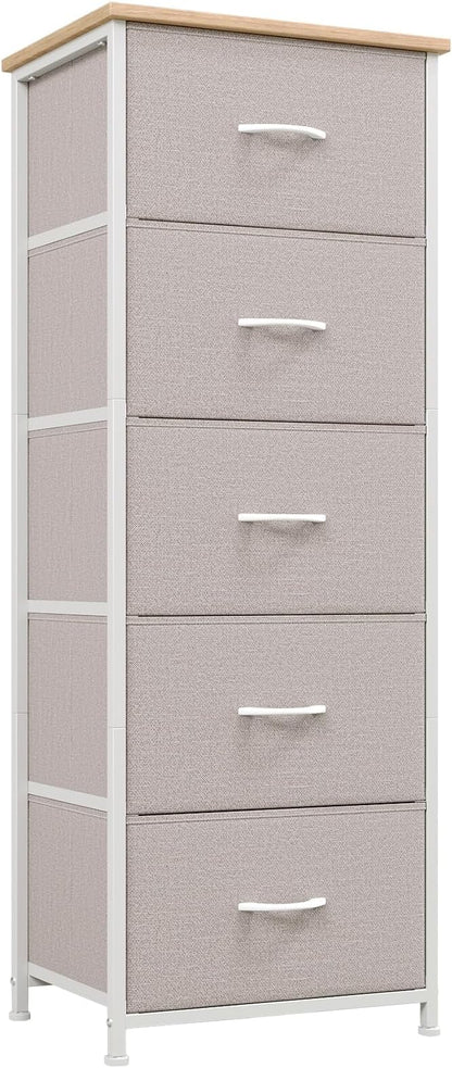 Somdot Tall Dresser for Bedroom, 5 Drawer Storage Cabinet, Ash Grey | Fabric by Somdot