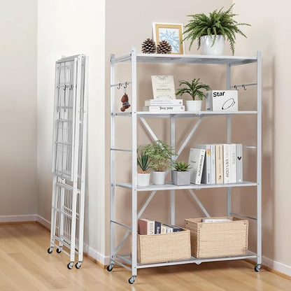 VEVOR 4-Tier Foldable Storage Shelf, 36W x 21D x 60 H Inch Folding Metal Rack - Image 2