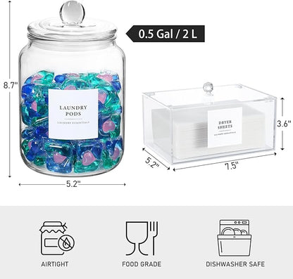 Glass Jars and Dryer Sheet Holder, Dispenser Set - Image 7