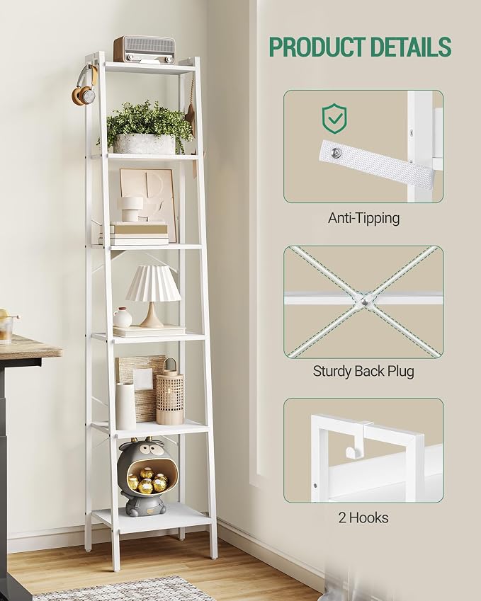 Hzuaneri Ladder Shelf, Freestanding Corner Storage Shelf | Bookcase - Image 3