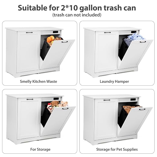 JAXPETY Double Tilt Out Trash Cabinet, Kitchen Hidden Garbage Can - Image 4