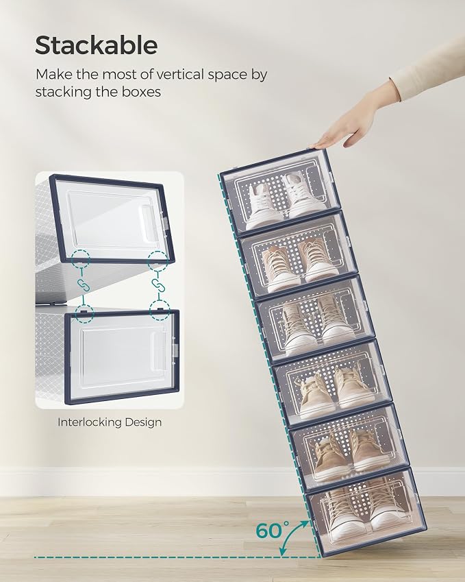 SONGMICS Shoe Boxes, Stackable Clear Plastic Boxes - Image 4