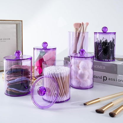 4 Pack Qtip Holder, Canister Apothecary Jar Set, Bathroom Jars - Image 7