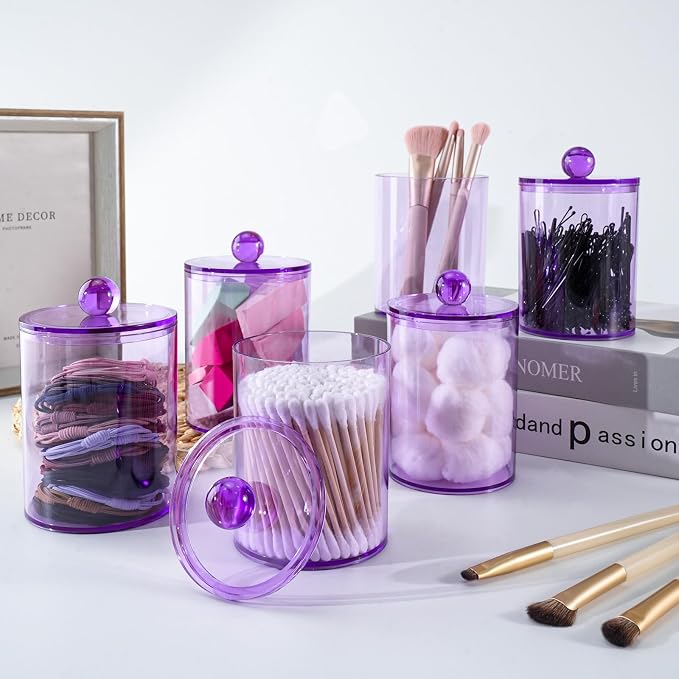 6 Pack Qtip Holder, Canister Apothecary Jar Set, Bathroom Jars - Image 7