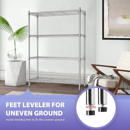 PayLessHere | 4-Tier Wire Shelf | 36"x14"x54" | Chrome | Adjustable Racks | - Image 7