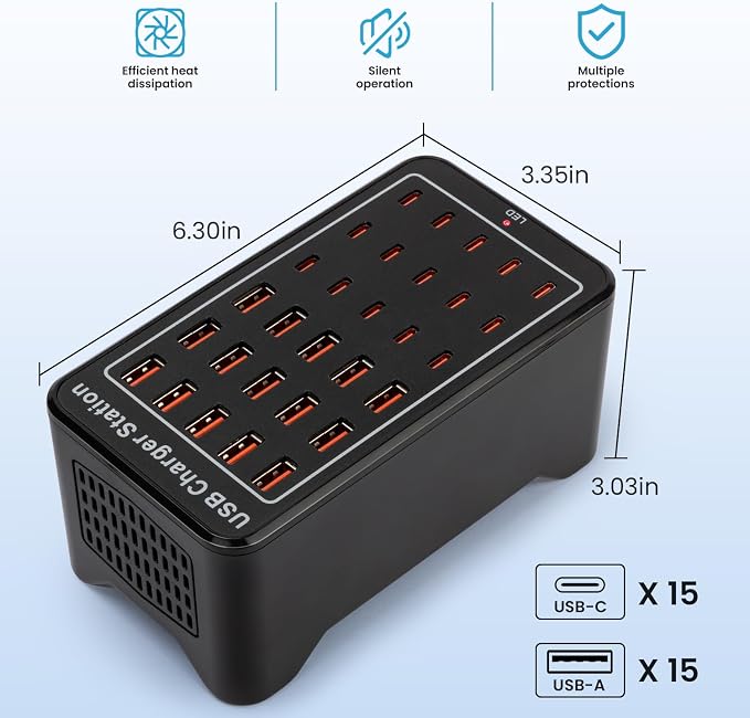 USB C Charging Station for Multiple Devices, 150W 30 Ports Charger Block for - Image 6
