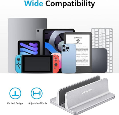 JARLINK Vertical Laptop Stand, Adjustable Aluminum Desktop Holder, Space-saving - Image 3