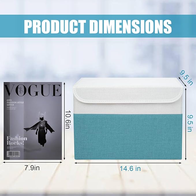 Large 22 Quart Linen Fabric Foldable Storage Bin Cube Organizer Basket - Image 2