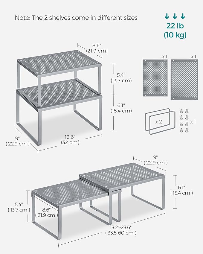 SONGMICS Spice Racks, Countertop Organizers, Shelf Risers, Expandable - Image 2