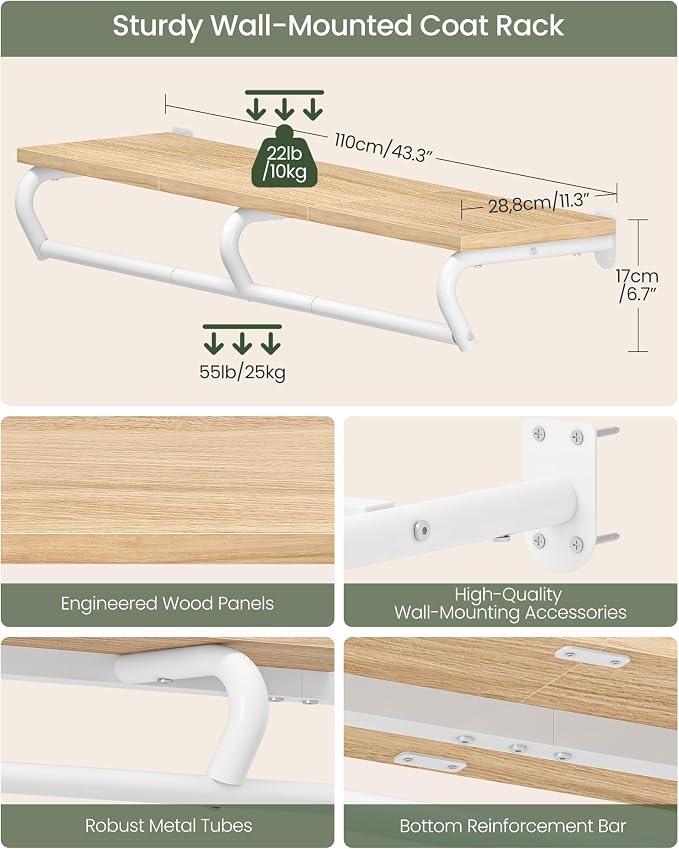 CHOEZON Wall Mounted Clothes Rack, Metal Garment Rack - Image 7