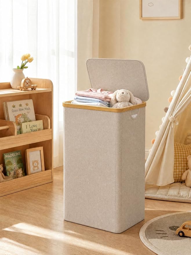 iEGrow Laundry Hamper with Lid, 110L Large Laundry Basket with Handle, - Image 8