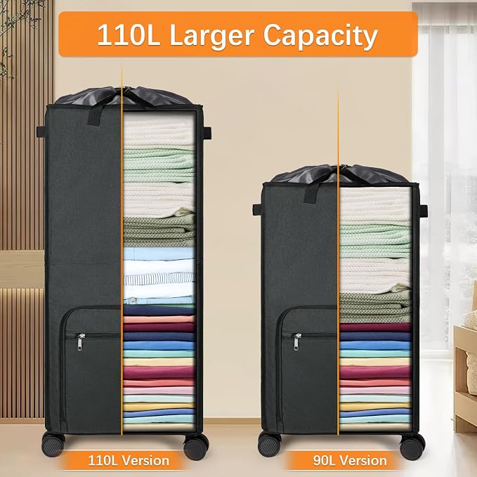Bukere Extra Large 2 in 1 Rolling Laundry Basket - Image 2