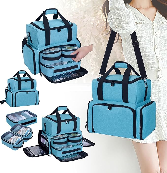 Large Makeup Cosmetic Bag with 3 Removable Case and 2 Removable Dividers Double - Image 8