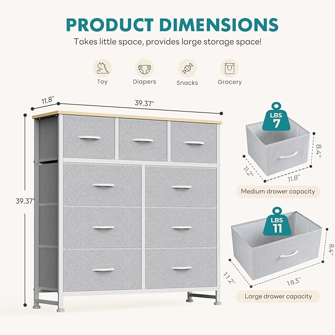 OLIXIS 9 Drawer Tall Dresser for Bedroom, Closet Organizers and Storage | - Image 3