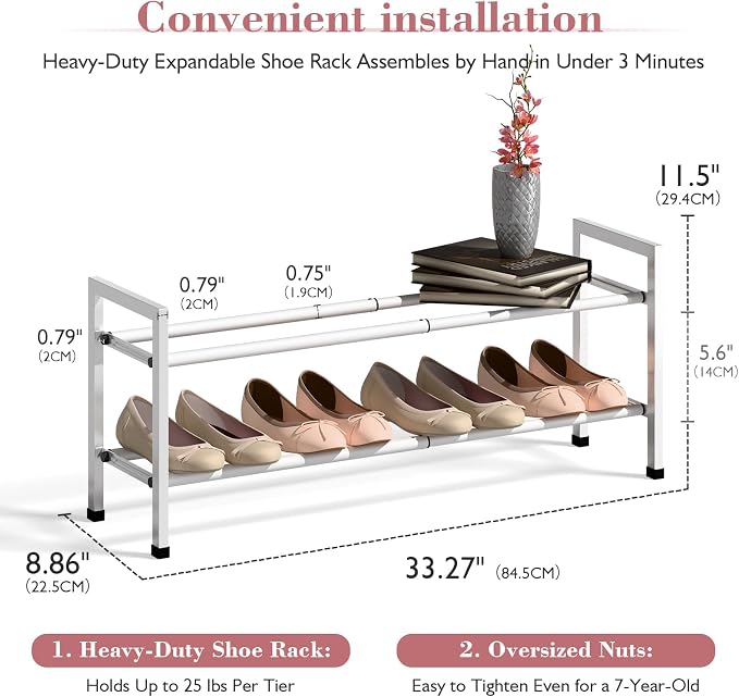 Bumusty 2-Tier Expandable Shoe Rack - Image 3