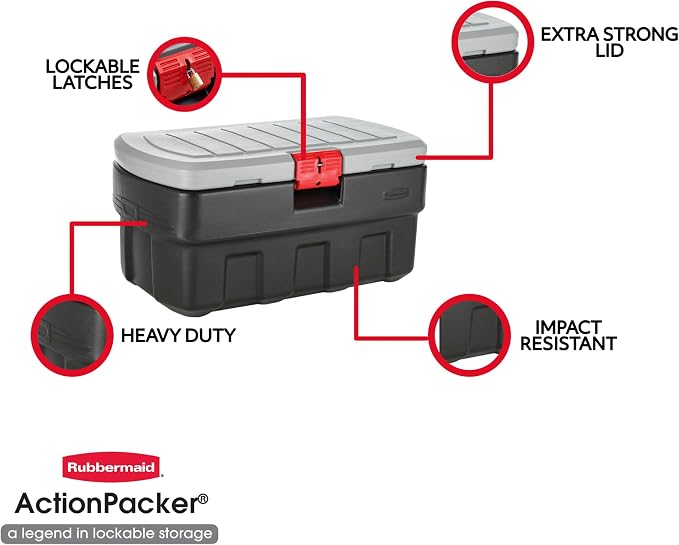 Rubbermaid ActionPacker Lockable Storage Box, 35 Gal, Industrial - Image 4