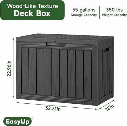 EasyUp 55 Gallon Deck Boxes Outdoor Waterproof, Resin Outside Storage Box - Image 3