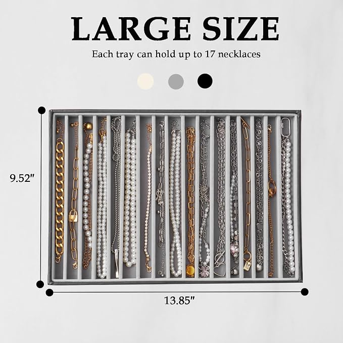 Large Jewelry Organizer Tray 2 Pack, Stackable Jewelry Storage Holder - Image 4