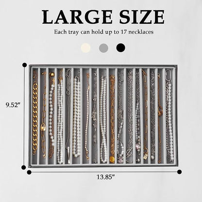 Large Jewelry Organizer Tray 2 Pack, Stackable Jewelry Storage Holder - Image 4