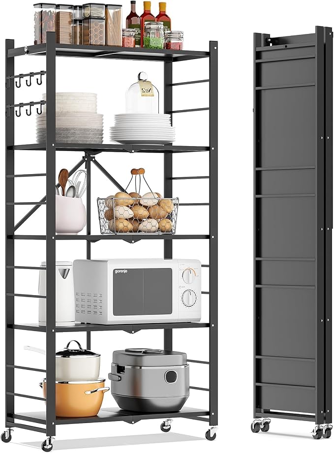 Fenbeli Foldable Shelves with Wheels by Fenbeli