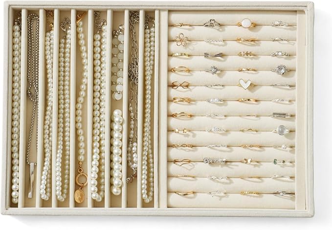 Large Jewelry Organizer for Drawer Insert Velvet Stackable Jewelry Trays for by Unknown