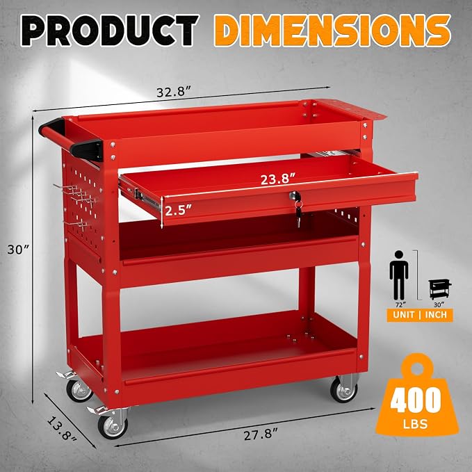 3 Tier Tool Cart on Wheels - Image 2