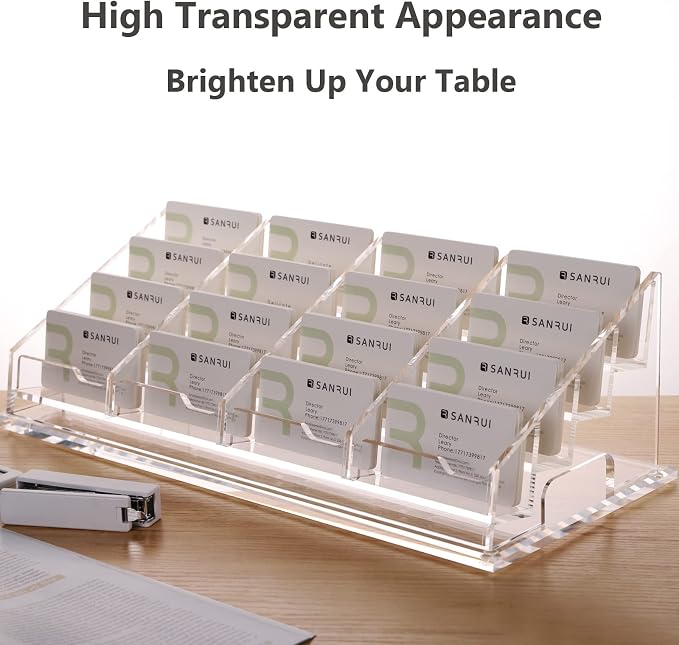 YUXUN 16 Slots Acrylic Business Card Holder - Image 2