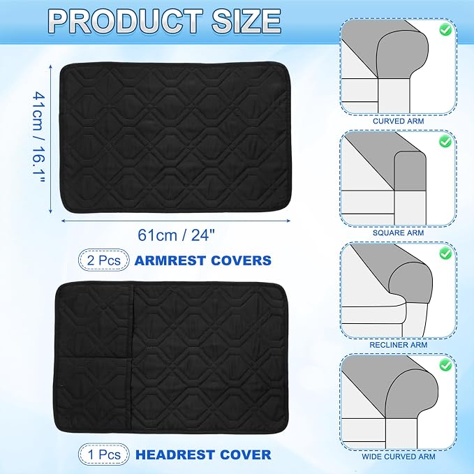 uxcell 3Pcs Sofa Armrest Covers, Armchair Covers - Image 2