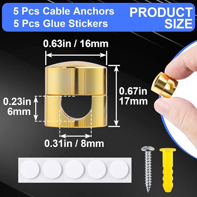 5 Sets Charger Holders for Cords, Adhesive Metal Cord Clips, Cable Management - Image 2