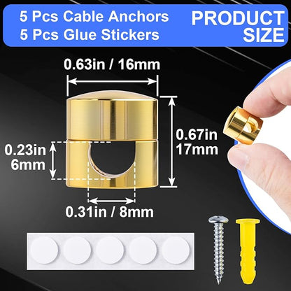 5 Sets Charger Holders for Cords, Adhesive Metal Cord Clips, Cable Management - Image 2