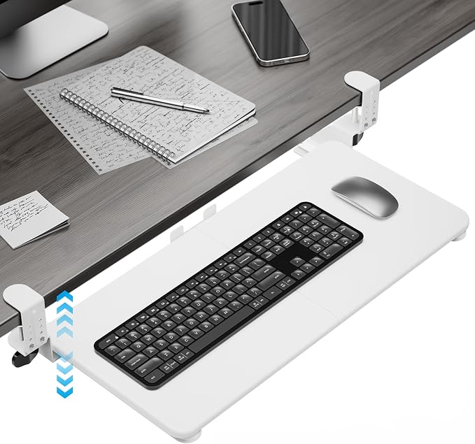 Keyboard Tray Under Desk, Pull Out Keyboard & Mouse Tray by XyndyxErgonomicDesign
