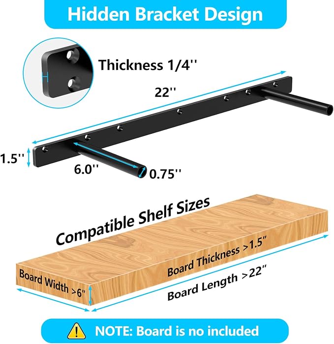 2pcs Floating Shelf Bracket, Solid Steel Support Rods, Wall Mounting Invisible - Image 3