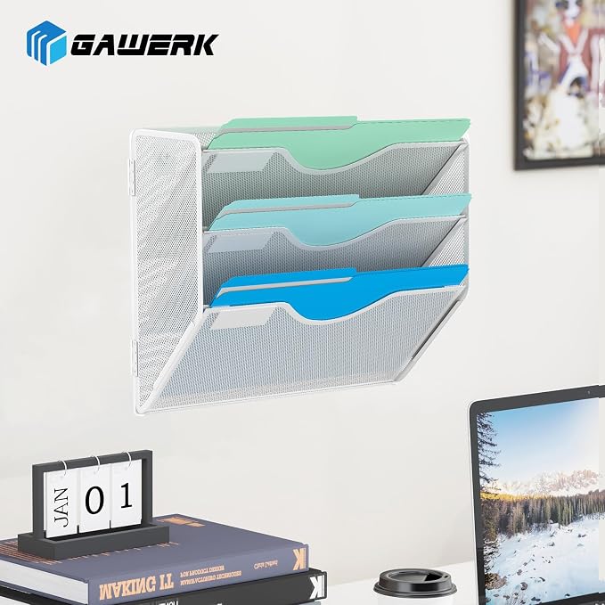 3 Tier Hanging Wall File Organizer, Mesh Mail Paper Orgnization Hanging File - Image 7