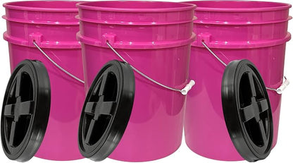 House Naturals 5 Gallon Pink Plastic Food Grade Made in USA Bucket by House+Naturals