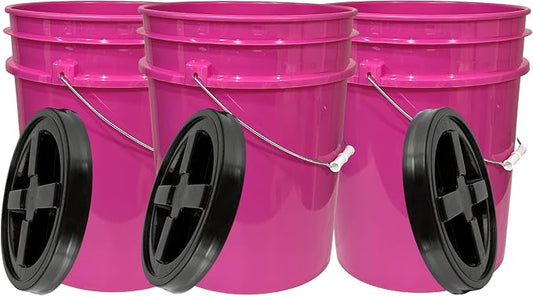 House Naturals 5 Gallon Pink Plastic Food Grade Made in USA Bucket by House+Naturals