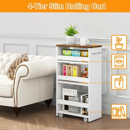 IBUYKE Slim Storage Cart 7.9" W, Rolling Kitchen Storage cart on Wheels - Image 5