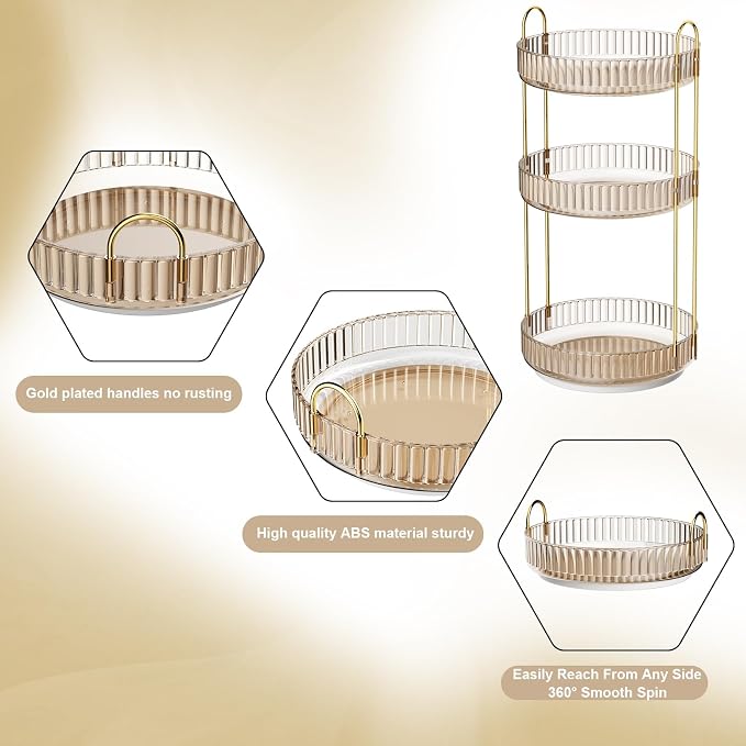 GTI 360°Rotating Makeup Organizer, 3 Tier Large Capacity Perfume Cosmetics - Image 5