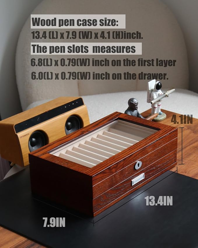 wood pen display case 24 slot Fountain pen Box storage Organizer - Image 4