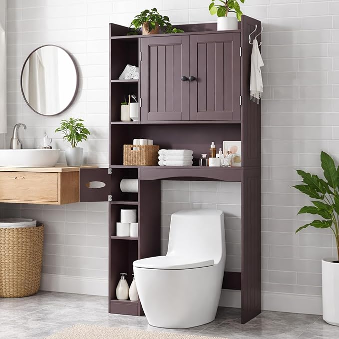 Gizoon 66''H Over The Toilet Storage Cabinet, Dark Brown | Over Toilet Storage - Image 9