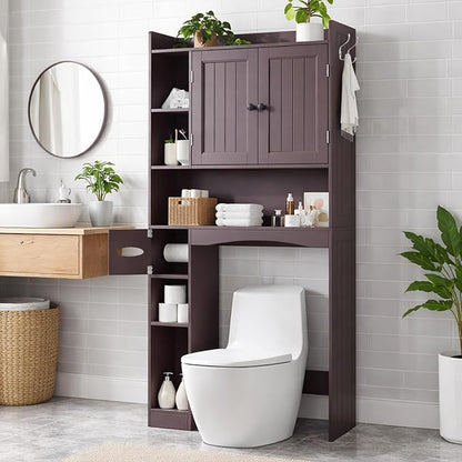 Gizoon 66''H Over The Toilet Storage Cabinet, Dark Brown | Over Toilet Storage - Image 9