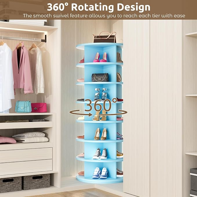 Rotating Shoe Rack 7 Tier Spinning Shoes Organizer Tower - Image 4
