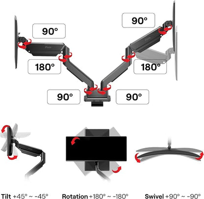 Pixio PS2D Ultrawide Heavy-Duty Premium Dual Monitor Arm Stand Desk Mount - Image 8
