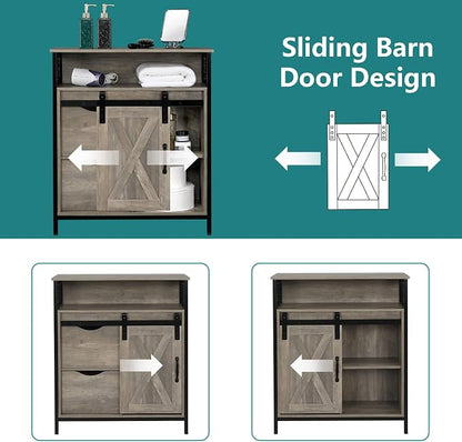 VINGLI Farmhouse Bathroom Floor Storage Cabinet, Rustic Freestanding Cabinet - Image 7