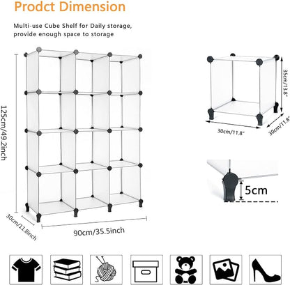 AWTATOS Cube Storage Organizer Storage 12 Cube Bookshelf DIY Plastic Closet - Image 3